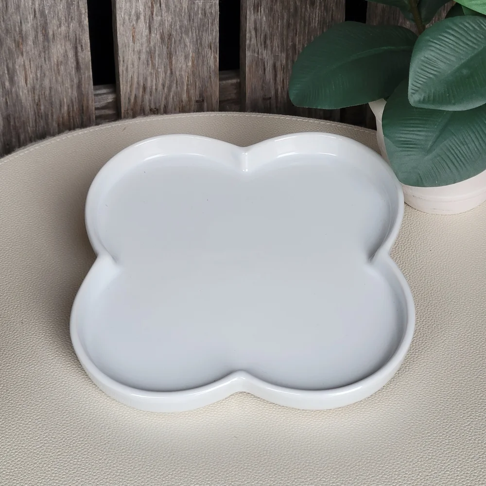 IKEA NEW Chic White Clover Shaped Dish